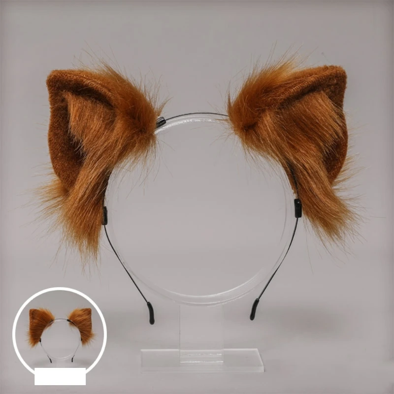 

Cosplay Furry Animal Cat Ears Hair Hoop Lolita Costume Cosplay Long Fur Headpiece for Halloween Party Decoration