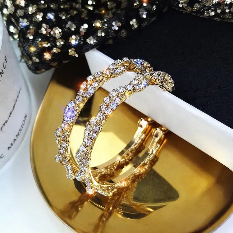 

1 Pair 925 Sterling Silver Fashion Hoop Earrings for Women Gold Round Circle Zircon Piercing Earings 2021 Trend Jewelry