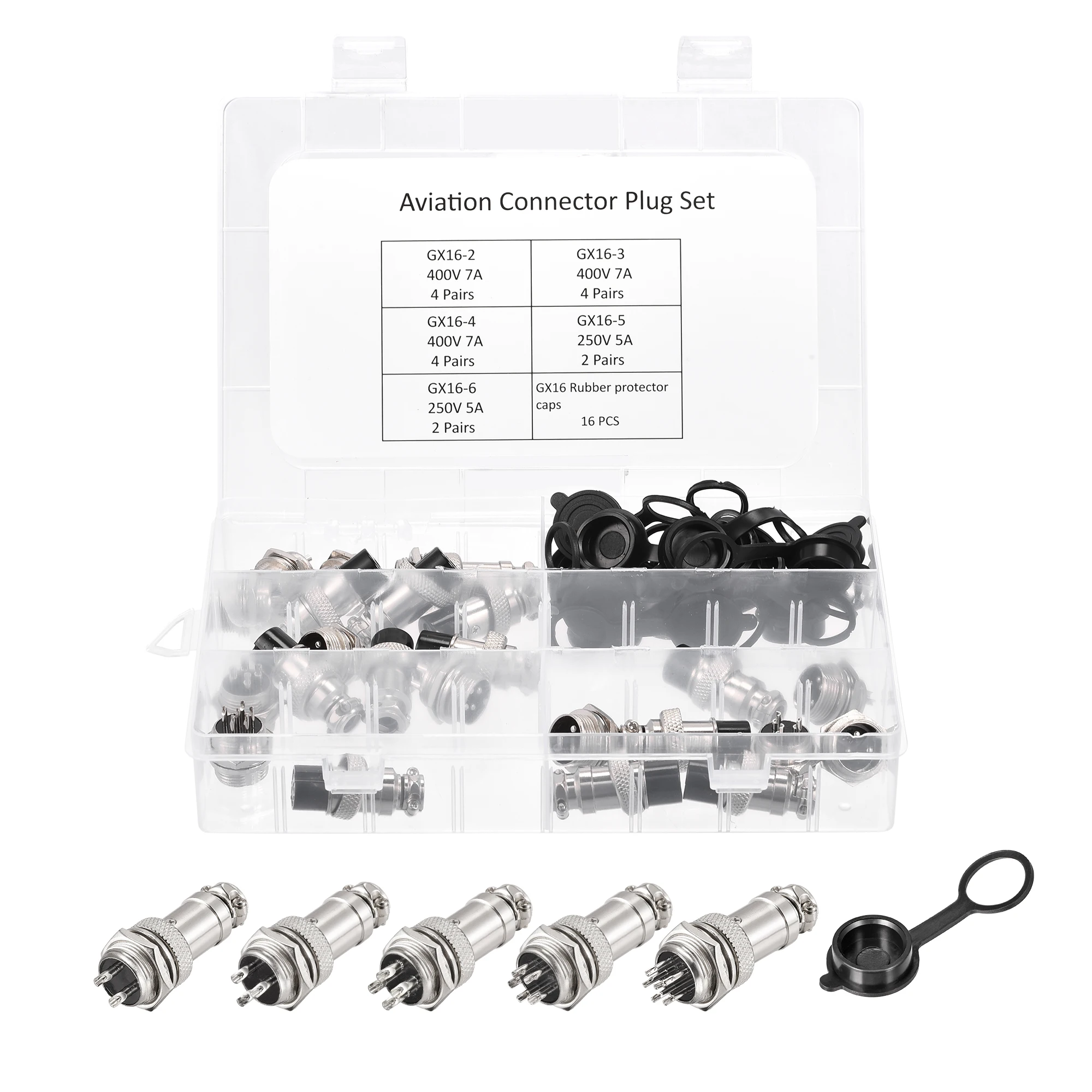 

Uxcell 16mm 2 3 4 5 6 Terminals GX16 Aviation Connector Fittings with Plug Cover 1 Set