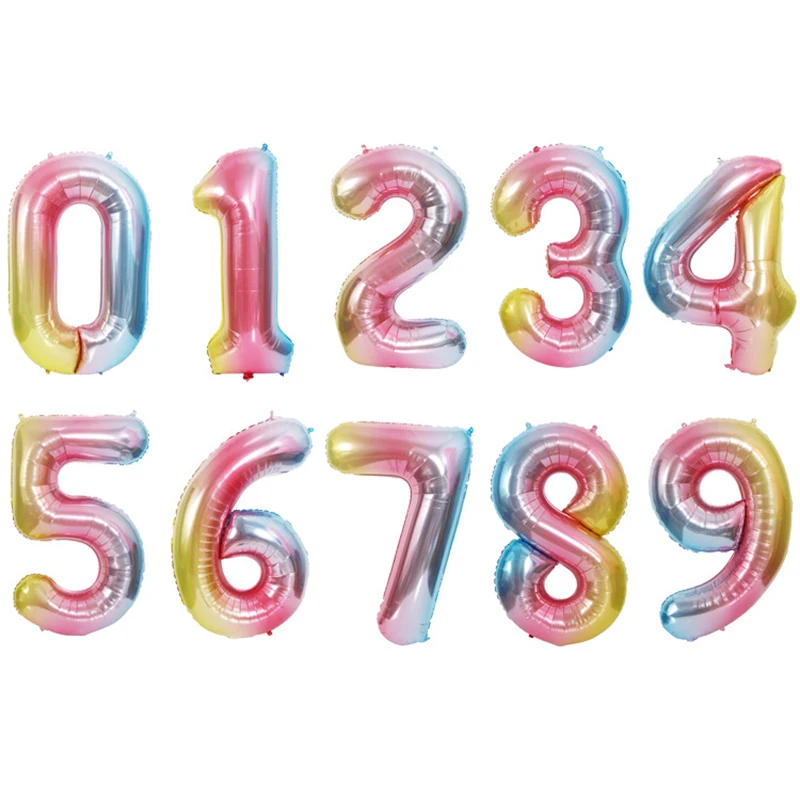 40-дюймовые радужные цифры шары для дня рождения свадьбы вечеринки Детские