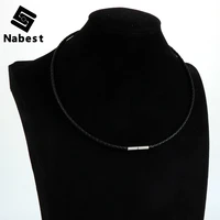 men women 3mm black genuine leather braided necklace stainless steel buckle choker clavicle chain simple punk jewelry 455565cm