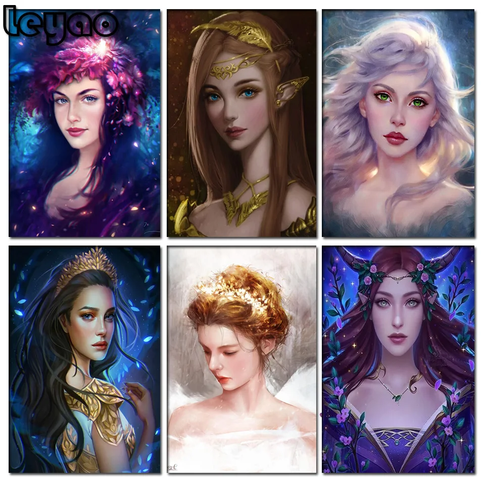 

Алмазная вышивка «сделай сам», изображение Женщины Фэнтези, полноразмерная Алмазная вышивка, портрет, картина стразы, вышивка крестиком, Ал...