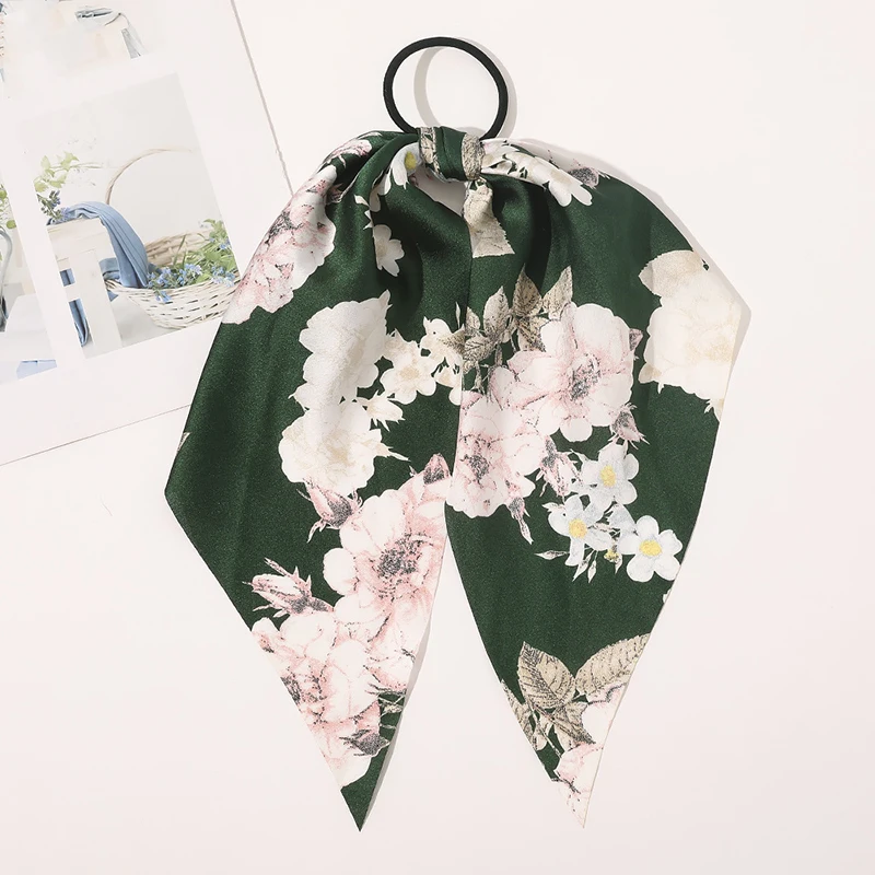 

New Bowknot Elastic Hair Bands For Women Girls Peony Flower Scrunchies Headband Hair Ties Ponytail Holder Hair Accessorie