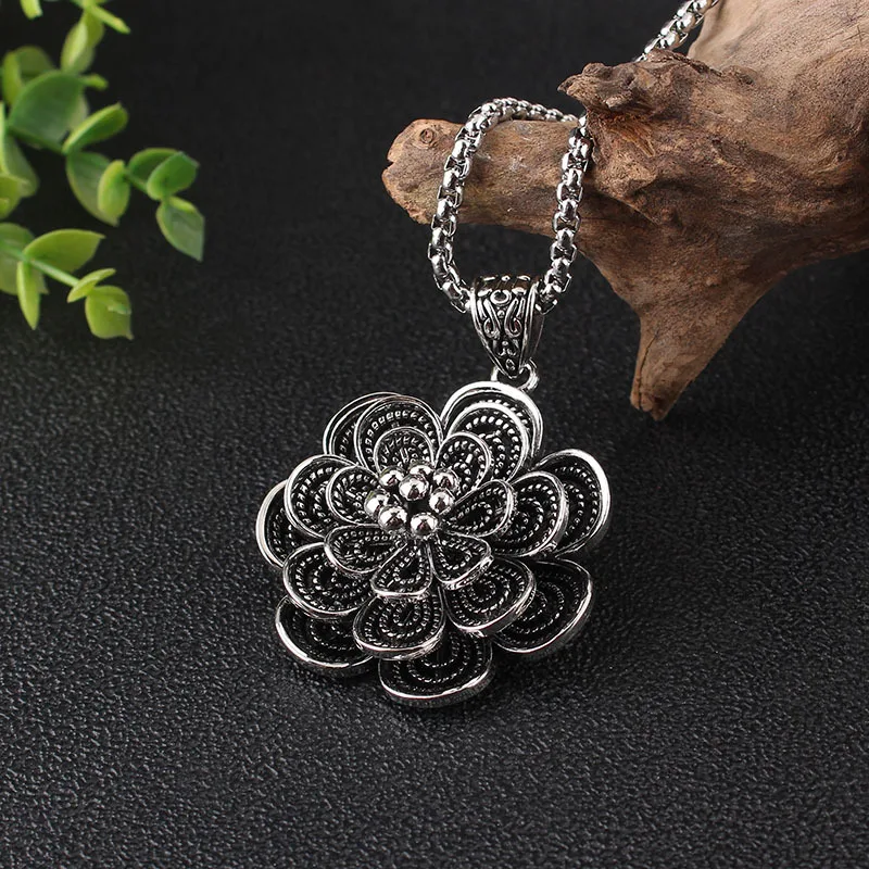Titanium Steel Pendant Necklaces For Women Men Vintage Elephant Lotus Abacus Nepal Necklace Chain Jewelry | Украшения и