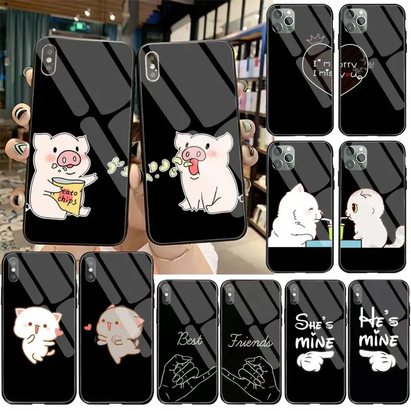 Чехол для телефона с надписью &quotAlways And Forever Best Friends&quot стеклянный чехол iPhone 11 Pro XR XS