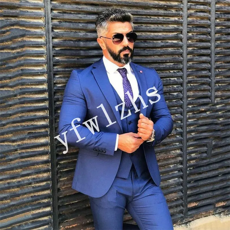 

Handsome One Button Groomsmen Notch Lapel Groom Tuxedos Men Suits Wedding/Prom/Dinner Best Blazer(Jacket+Pants+Vest+Tie) 502