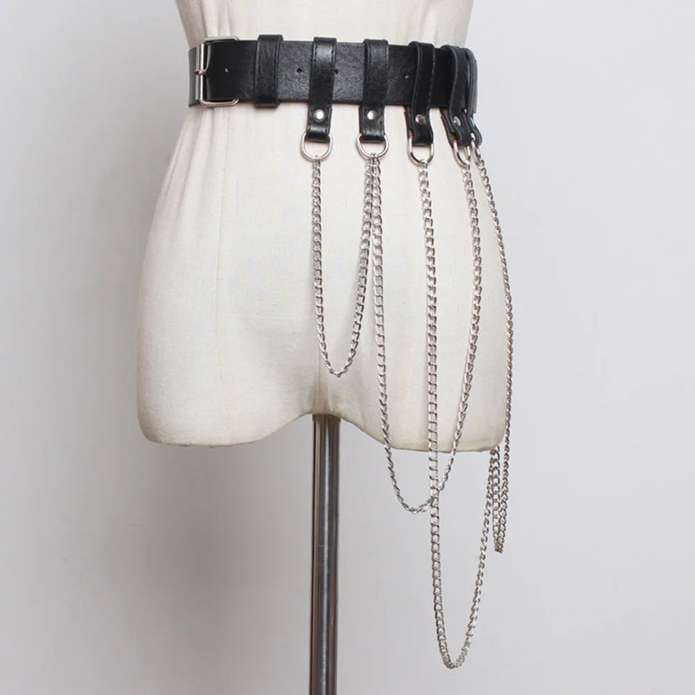 Готический стиль панк Рок искусственная кожа ремень цепочка дизайн готический