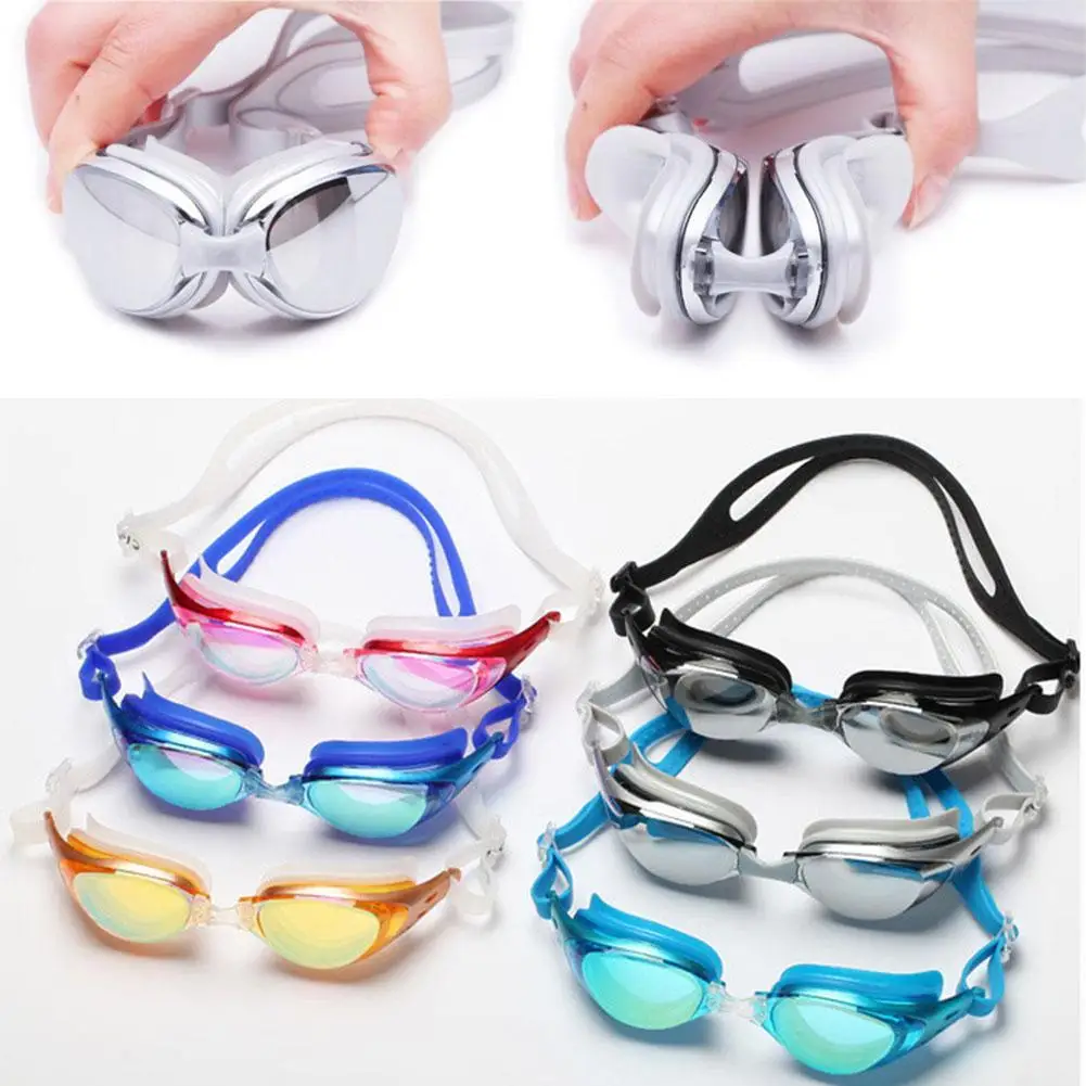 

Очки для плавания для мужчин и женщин, при близорукости, противотуманные профессиональные плавательные очки P0T2, силиконовые водонепроница...