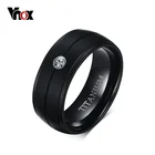 Vnox Для мужчин Панк чистый Титан черное кольцо 8 мм матовый Обручальные кольца с камнями камень Титан Кольца Для мужчин ювелирные изделия оптом