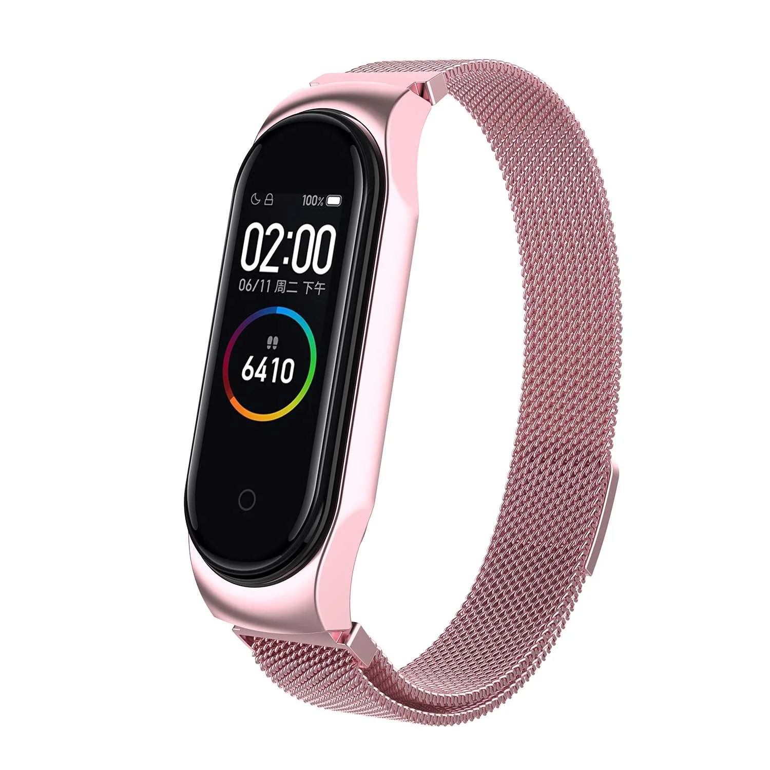 Для Xiaomi mi Band 4 и 3 Smartwatch Браслет mi lanese из нержавеющей стали металлический сменный ремешок для часов фитнес часы ремешок - Цвет: Розовый