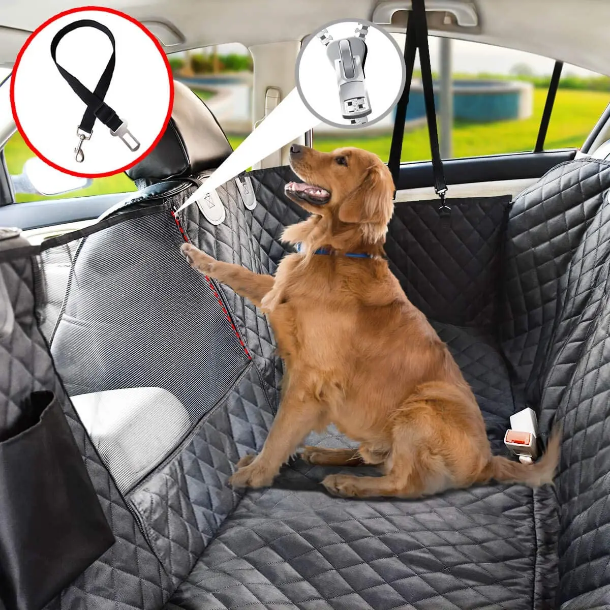

Dog Car Seat Cover Pet Carrier Waterproof With Pet Safety Belt Car Rear Back Seat Mat Hammock Cushion Protector dropshipping