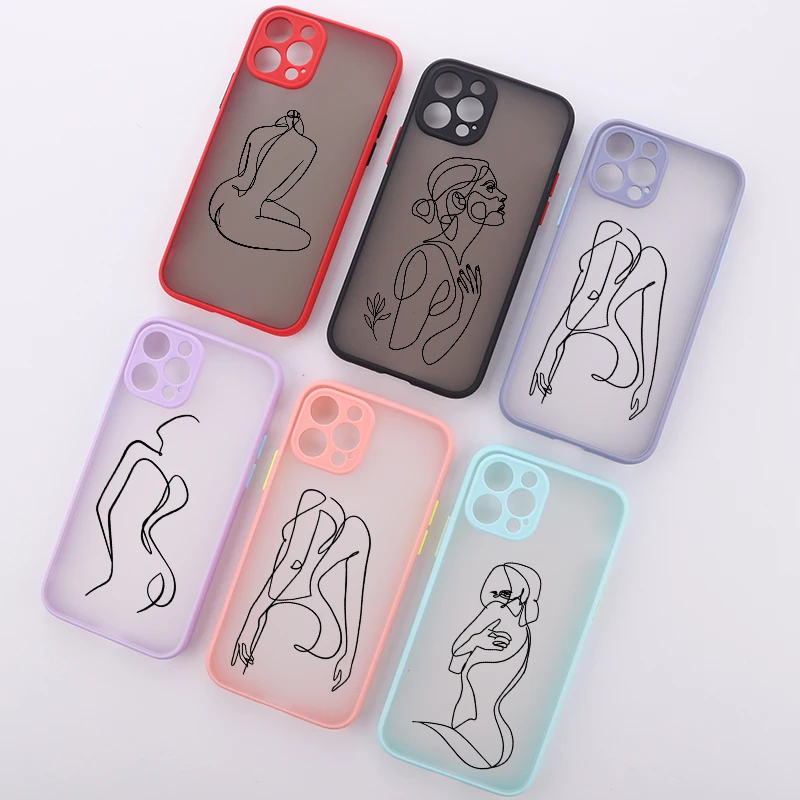 

Funny Abstract Line Body Phone Case For iPhone 12 11 Pro Max X XR XS Max 7 8 Plus 12 Pro Bumper Back Cover Coque
