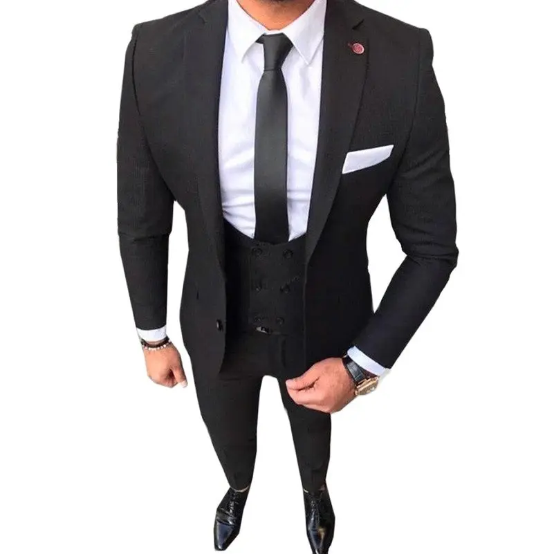 

Black Costume Homme Formal Wedding Suits For Men Custom Made Mens Suits Slim Fit Groom Wedding Tuxedo (jacket+pant+vest)