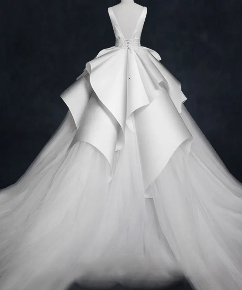 Vivian's Bridal Ретро атласное гофрированное платье принцессы фантазия Свадебное Платье Иллюзия сетки Lce-up спинки Индивидуальные свадебные бальные платья