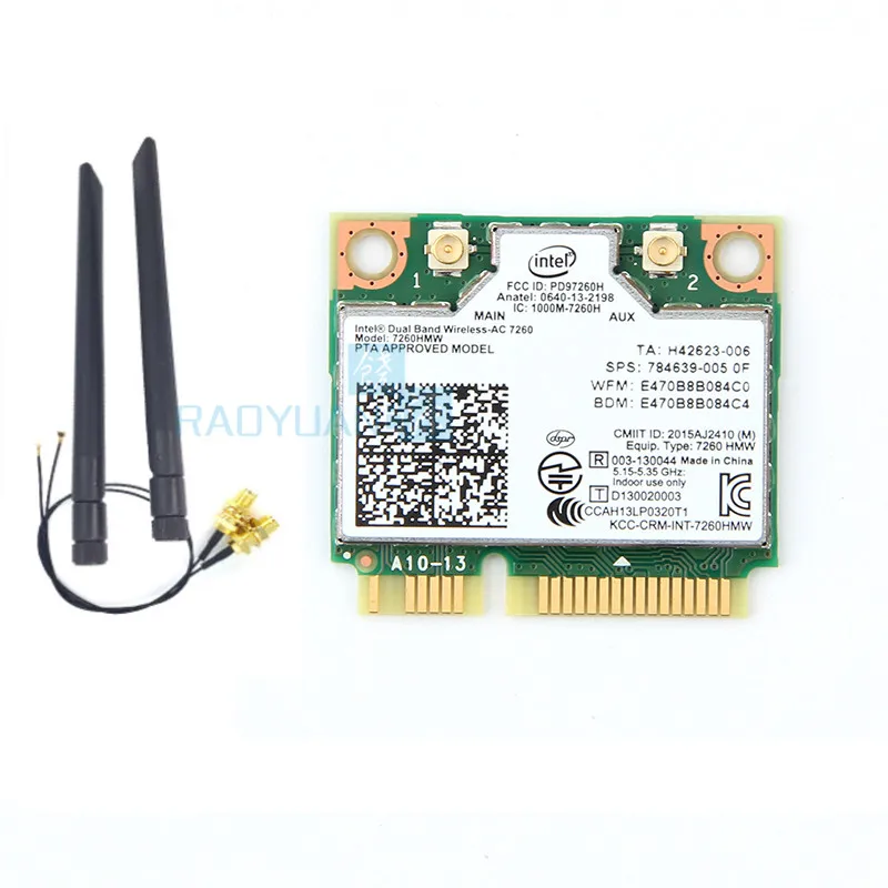 7260AC antennascable Для двухдиапазонной беспроводной карты intel AC7260 7260HMW 7260AC половинчатая мини PCIe BT4.0 SPS: 710661-001 для hp EliteBook840 - Цвет: 7260AC antennascable