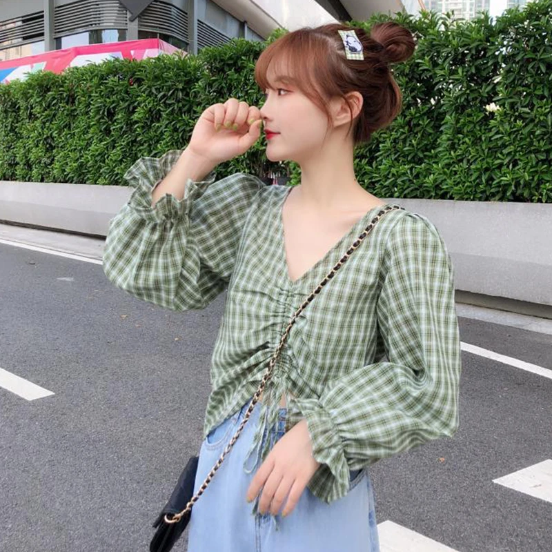 2 цвета Mihoshop Ulzzang Корейская женская модная одежда с v-образным вырезом опрятная