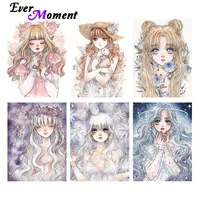 ever moment diamond painting cartoon girl paint by diamond handmade decoration full square resin drill crystal gift 4y2002