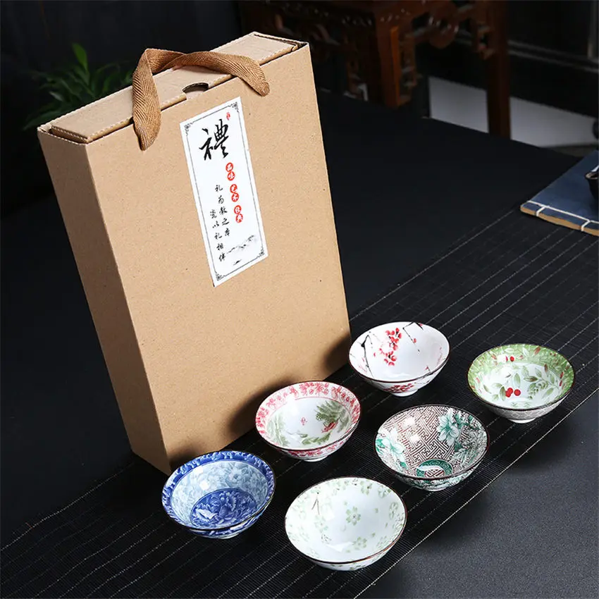 

6 Pcs/Set Chinese Ceramic Tea Cup Ice Cracked Glaze Cup Kung Fu Teaset Small Porcelain Tea Bowl Teacup Tea Accessories Drinkware