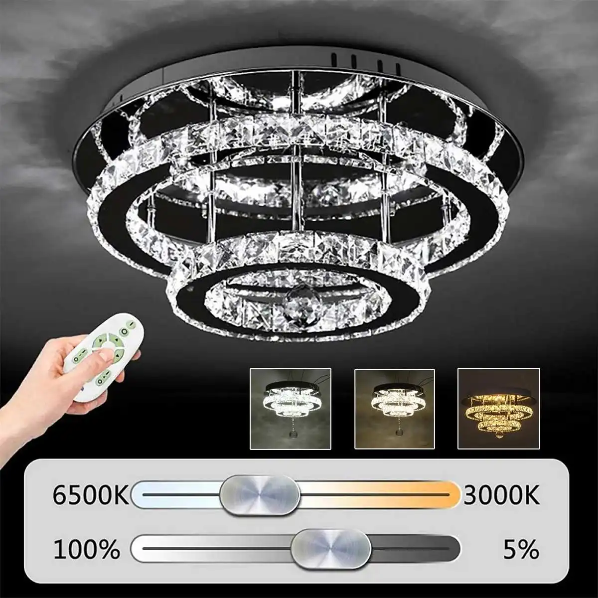 

30cm 165V-265V Crystal LED Ceiling Light With Remote Control Dimmable Hallyway Ceiling Lamps Indoor Lighting Fixture Home Decor
