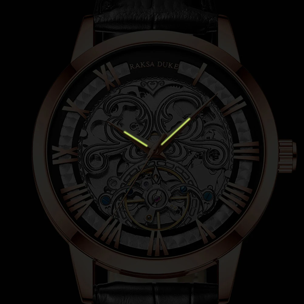 Men Watches 2021 Luxury Automatic Mechanical Men Luminous Waterproof Wrist Watches Hollow Dial Black Leather Men's Watch Relogio enlarge
