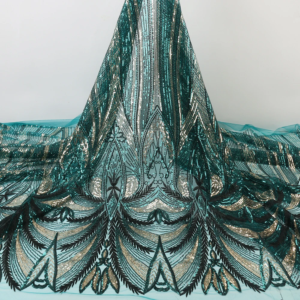 

African French Sequins Lace Fabric 2020 High Quality Lace For Wedding Latest Nigerian Lace Fabrics For Women Sewing YA3791B-4