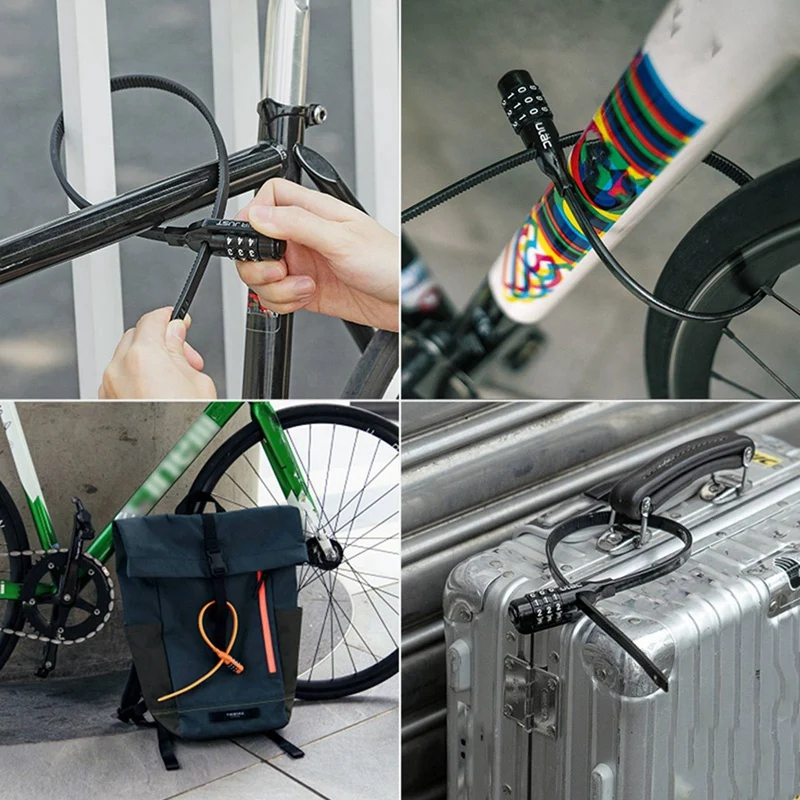 

ULAC 2 Pcs Bike Cable Lock Multi Stable Bicycle Helmet Lock Password Cycling Lock for MTB Road Bike Gray & Orange