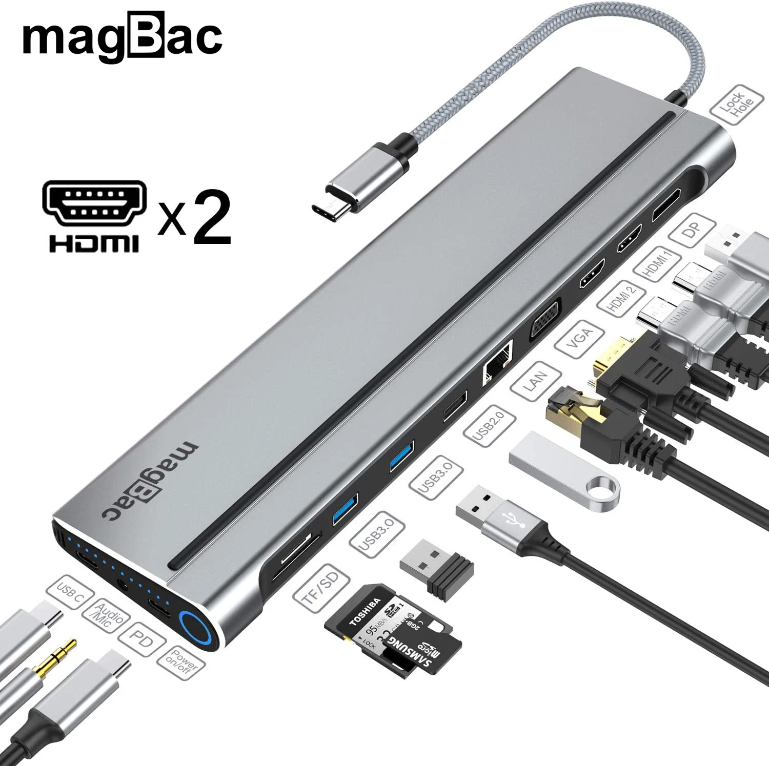 

Док-станция для жестких дисков, usb-c, для ноутбуков Hp, Dell, Macbook Pro, Air, M1, Thunderbolt 3