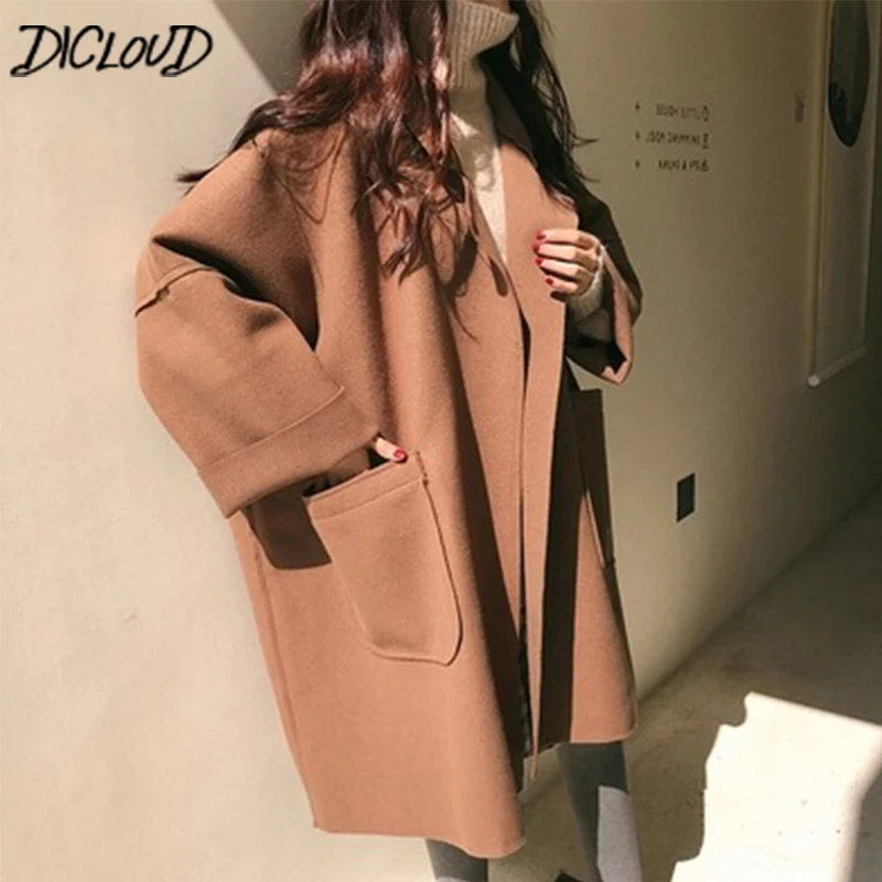 Модные пальто DICLOUD женская зимняя верхняя одежда с открытым стежком женское