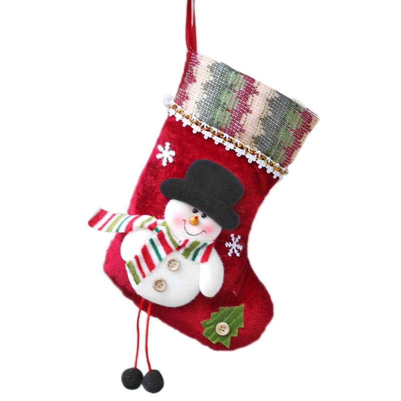 Рождественские чулки для подарков тканевые носки с изображением Санта-Клауса