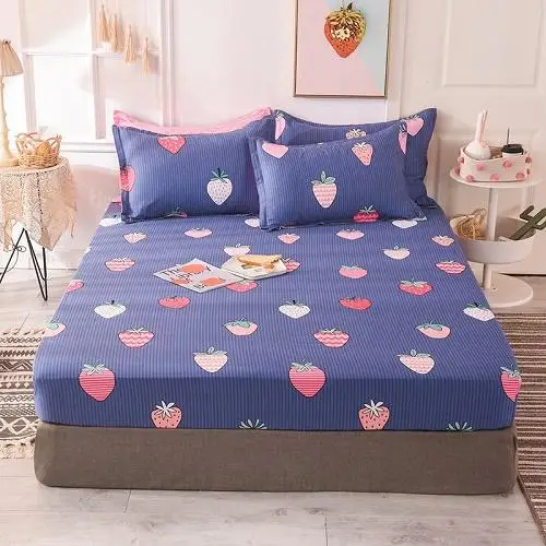 53 New Product 1pcs Cotton Printing bed mattress set with four corners and elastic band sheets - Цвет: tianxincaomei