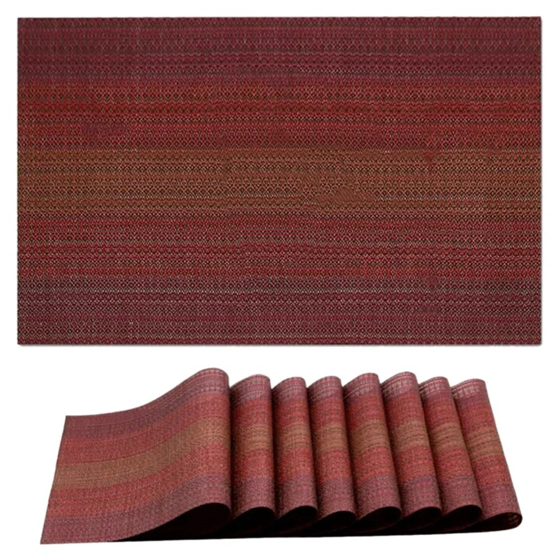 

Red Table Mats Set of 8 Washable Placemats for Dining Table Wipe Clean, Heat Stain High Temperature