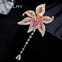 fxlry elegant female cubic zirconia shining flower brooch simple personality set with zircon accessories brooch jewelry