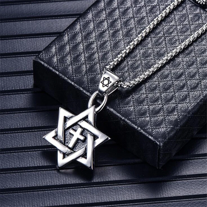 

Классический винтажный Крест Звезда Давида, кулон ожерелье для мужчин женщин тренд банкет уличный амулет ювелирные изделия подарок