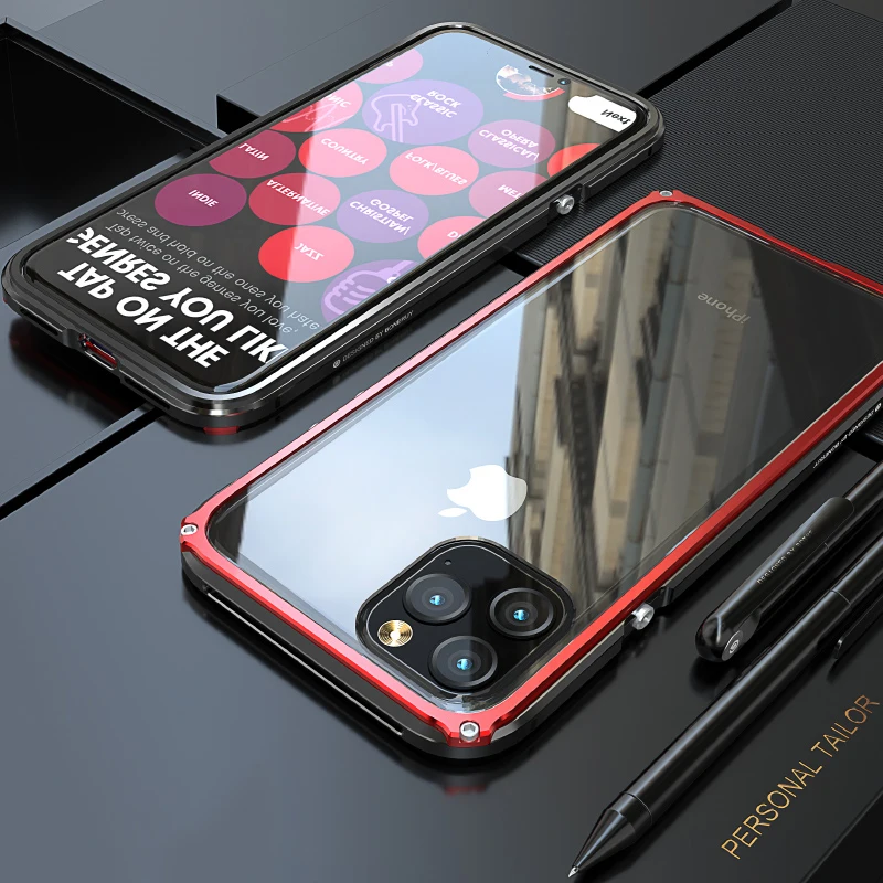 Роскошный металлический корпус для iPhone 11 Pro Max чехол механический Алюминиевый металлический бампер и акриловый чехол для iPhone 11 Pro/Max задняя крышка