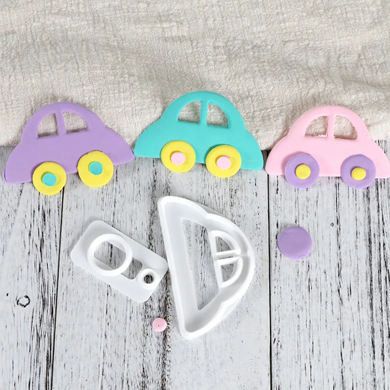 

Cookie mold 2PCS/Lot Cute Car Cake Mold Pastry Fondant Plastic Mold For Cake Cupcake Decoration Kitchen Baking Mold