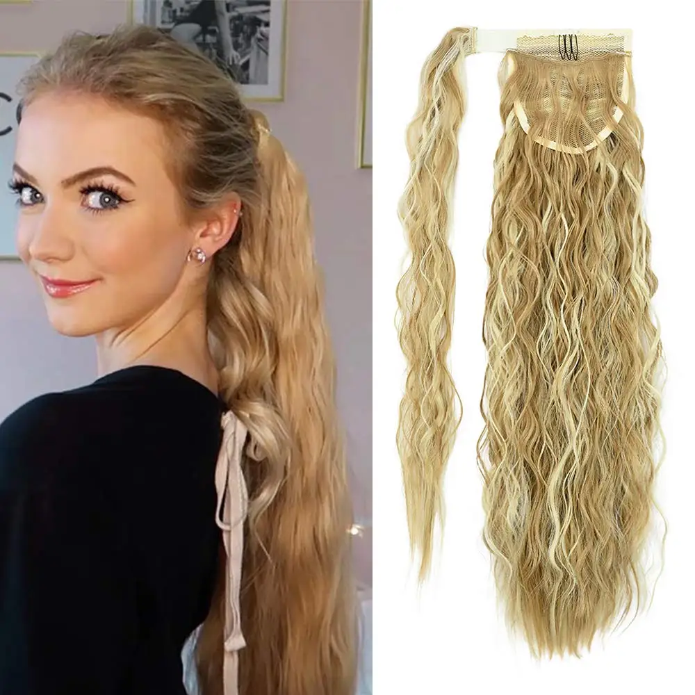 

Kong&Li Curly Synthetic Ponytail Hair Extensions Long Corn Wavy Clip In Hair Tail False Hair Pony Tail Hairpiece With Hairpins