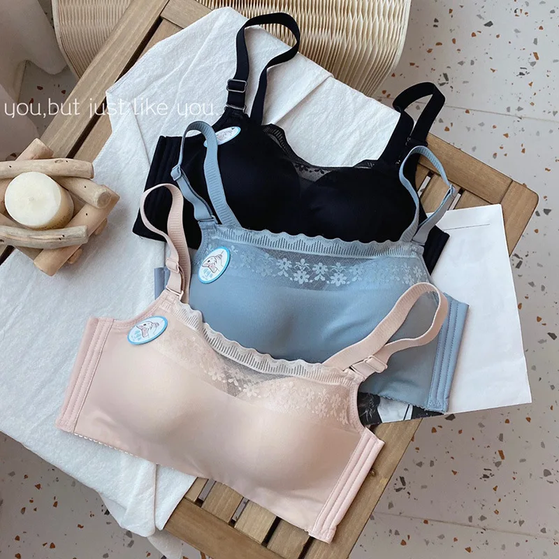 

Пикантное кружевное нижнее белье Hua Luocheng, без стального кольца, не разваливается, удобный бюстгальтер с маленькой грудью