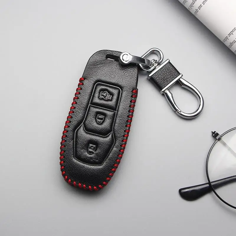 

Genuine Leather Car Key Case Cover For Ford Focus 2 3 Fiesta Transit Ecosport Mondeo Anti-wear Protective Key Shell Car Styling