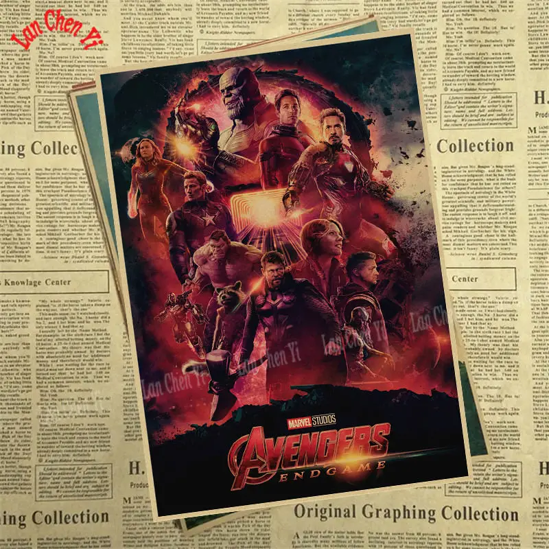 Сливовый Marvel Фильм Мстители: эндшпиль крафт-бумага плакат художественный напечатанный номер живопись наклейки на стену - Цвет: Сливовый