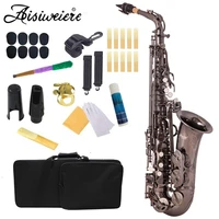 eb alto saxophone sax brass lacquered black nickel 802 key type woodwind instrument with padded carry case gloves cleaning cloth