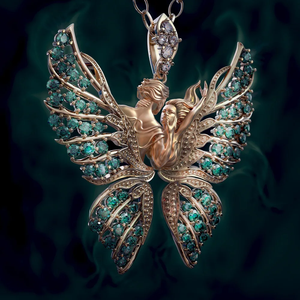 Фото Парные наручные часы из Крылья Ангела ожерелье для женщин с бабочкой кристаллов