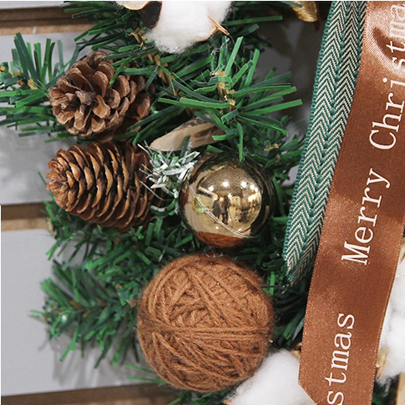 Artificial Handmade flower Wreath Cotton pine cone Wedding Christmas Decor DIY Hanging Weaved Garlands Crafts accessory |