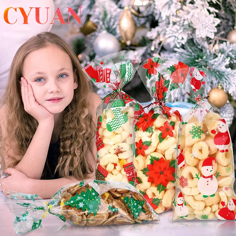 100 шт. пластиковые пакеты для упаковки печенья на Рождество | Дом и сад
