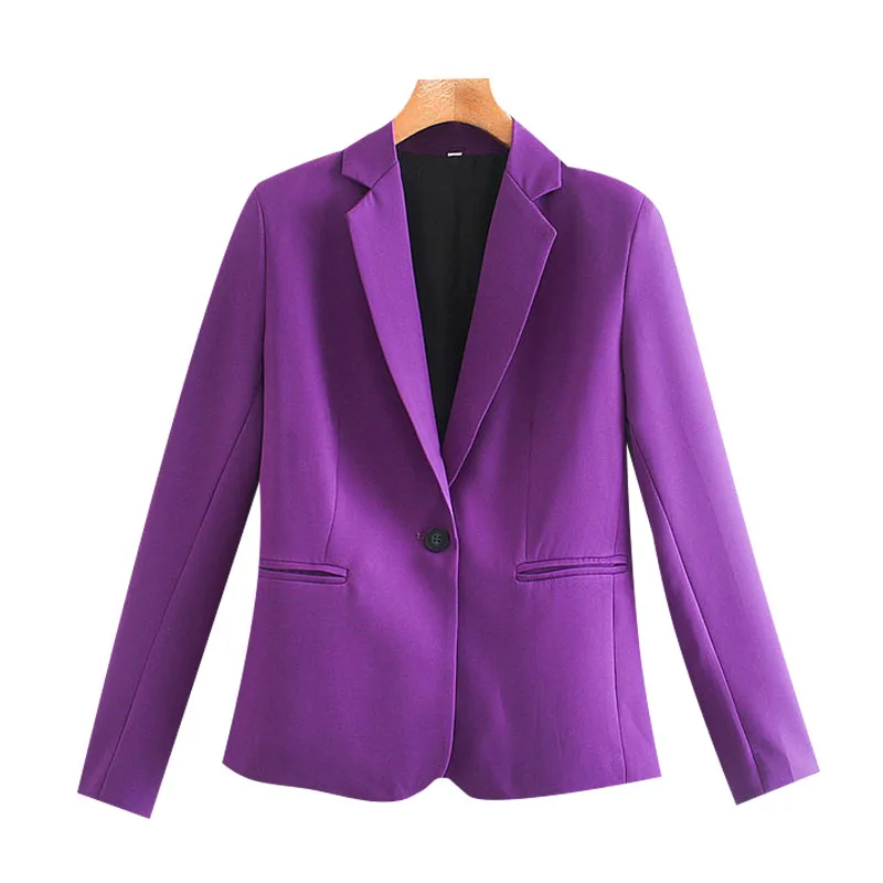 

Women Fashion Office Wear Basic Blazer Coat Vintage Long Sleeve Pockets Female Outerwear Chic Tops