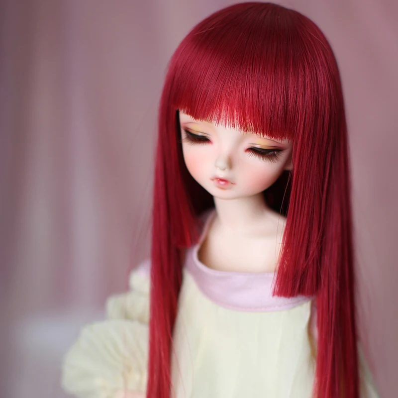 New Style 1/3 1/4 1/6 1/8 Wine Red Straight Hair High Temperature Wire BJD Wig | Игрушки и хобби