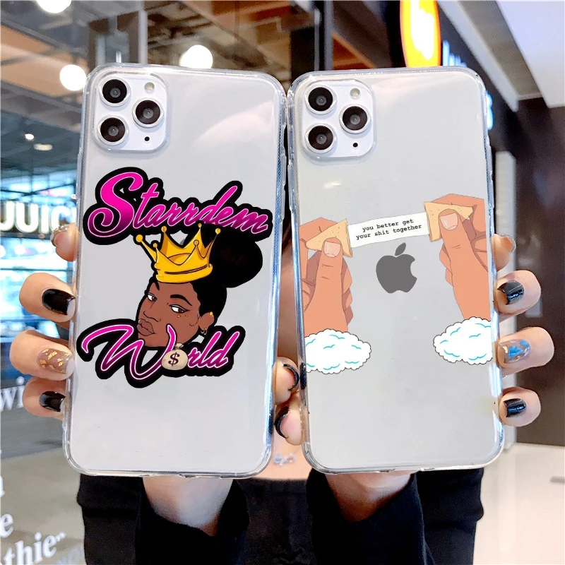 Чехол для телефона MAKE MONEY Not Friends Kash Afro Black Girl прозрачный силиконовый чехол iPhone X XR XS