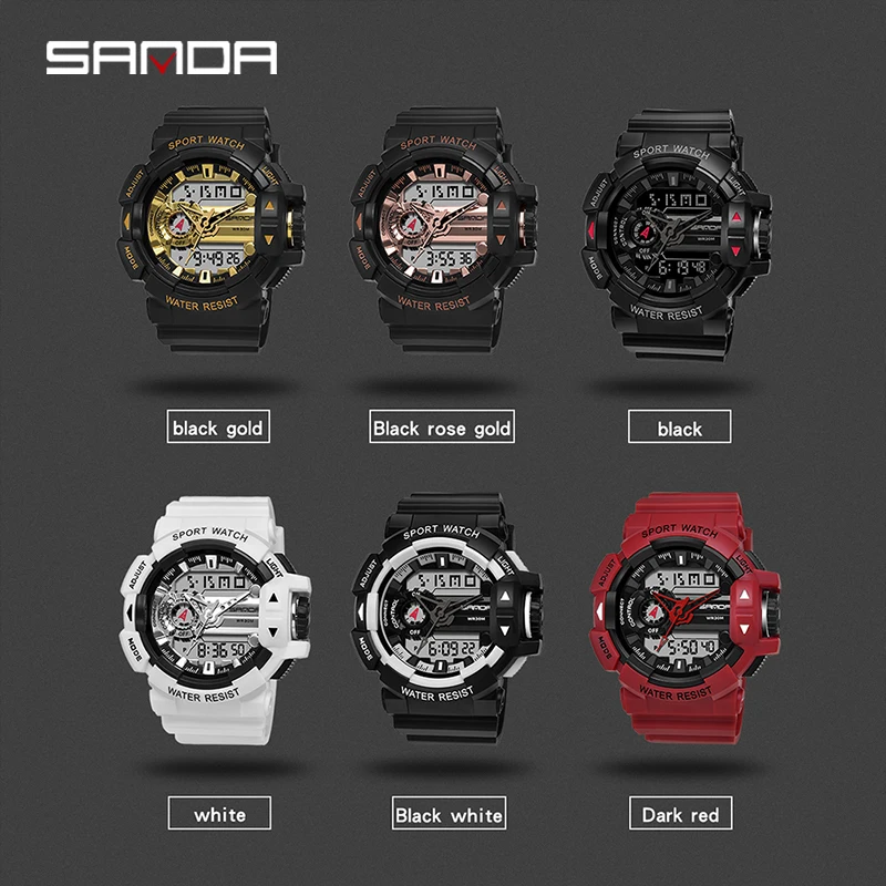 

2020 new Sanda men sports watch casual fashion watch electronic watch male waterproof watch men erkek kol saati electronic watch
