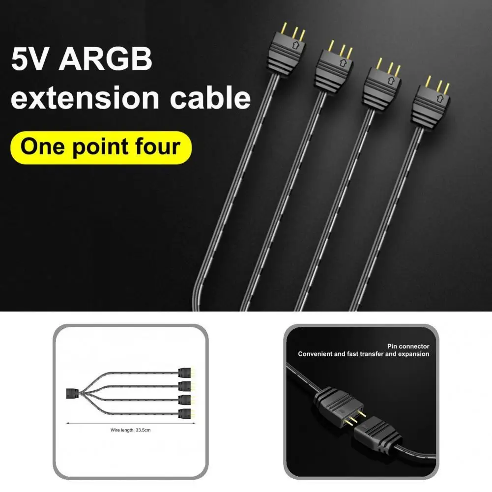 

1 to 4 Universal 1 to 4 Mainboard ARGB Splitter Cable Computer Accessories