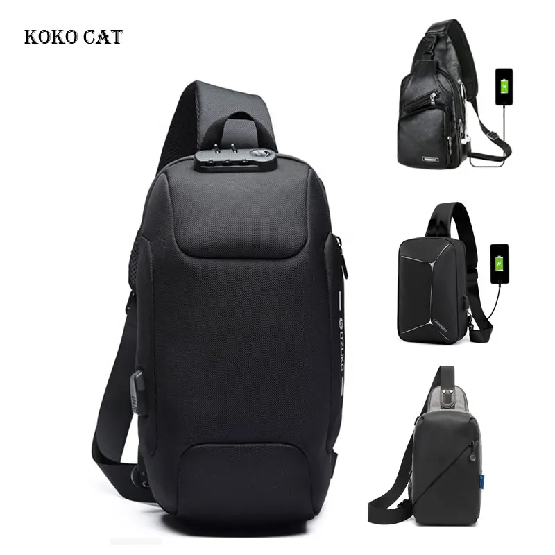 Men Anti-theft Shoulder Messenger Bag Oxford Cloth Chest Hand Crossbody Casual USB Charging Multifunction Waterproof Handbag | Багаж и