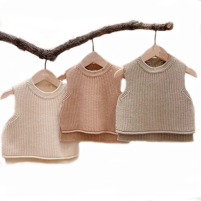 Baby Girls Sweaters Girl Solid Sleeveless Pullover Vest Boys Knit Kids Toddler Autumn Outerwear | Детская одежда и обувь